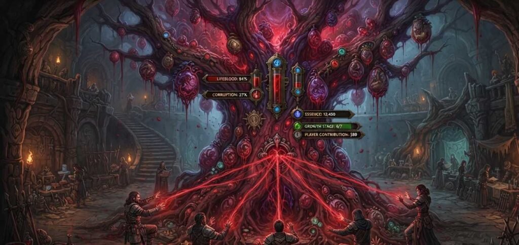 The genesis tree poe 2 players spend Hiveblood at for Wombgift rewards