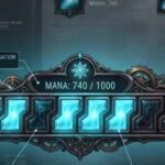 Mana reservation efficiency breakpoints shown as stepped notches on a mana bar