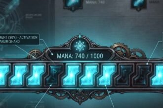 Mana reservation efficiency breakpoints shown as stepped notches on a mana bar