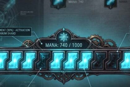 Mana reservation efficiency breakpoints shown as stepped notches on a mana bar