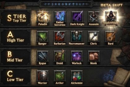 POE 2 ascendancy tier list ranking board showing S through C tiers