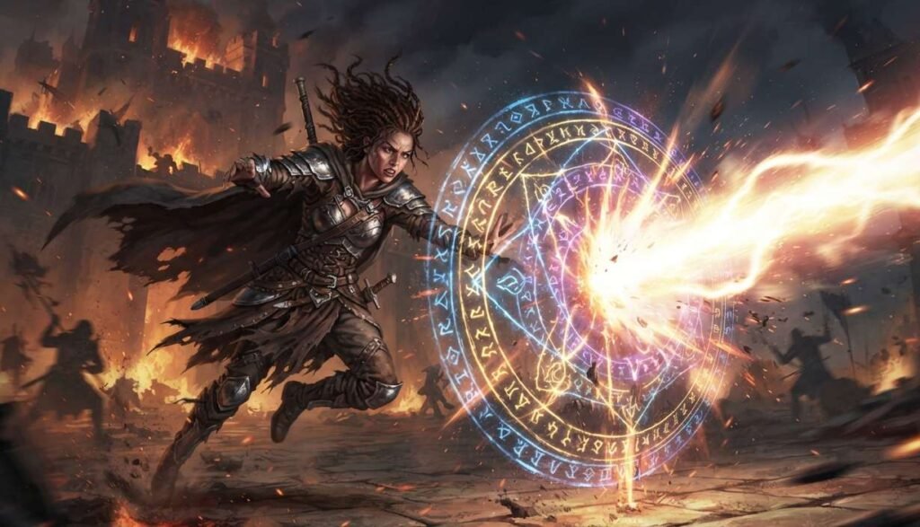 POE 2 defensive layers shown through an energy shield absorbing a spell hit