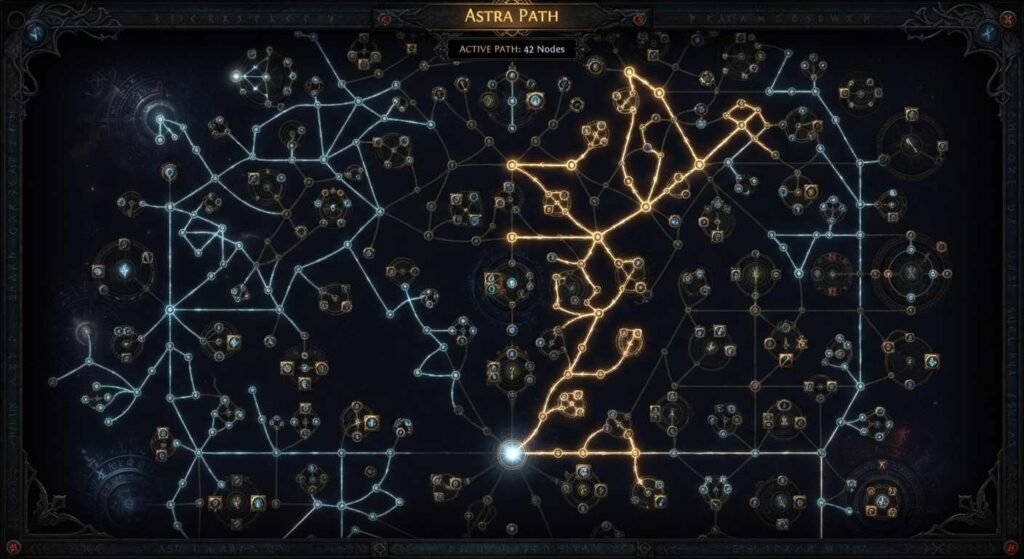 The poe 2 passive skill tree with hundreds of interconnected nodes