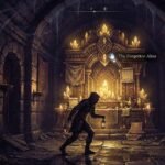 Shrine mechanics in POE shown through a glowing dungeon shrine encounter