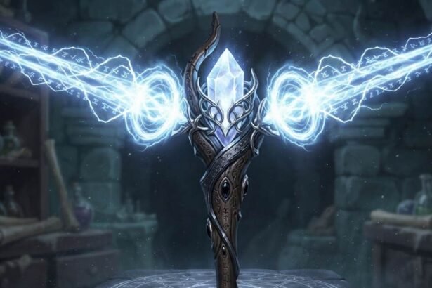 A Pledge of Hands build guide showing the staff casting a doubled spell effect