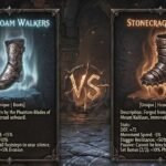 Soul Tether vs Kaom's Roots shown as two contrasting unique boots